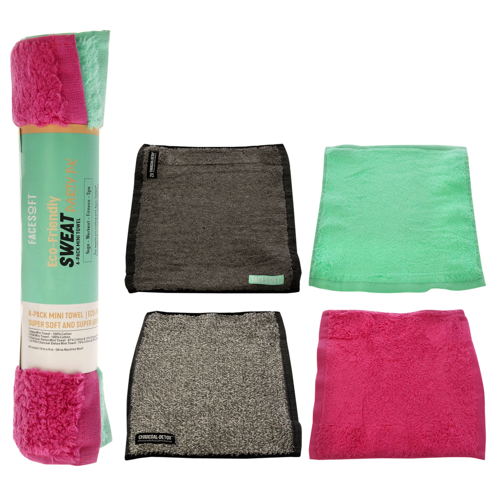Eco Sweat Mini Towel by Facesoft for Unisex - 4 Pc